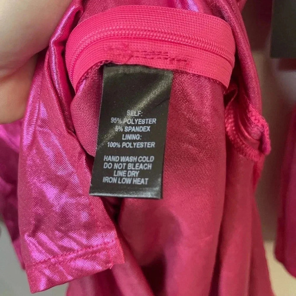 NWT Lulus Glow Like Me Hot Pink Metallic Twist-Front Long Sleeve Dress - Picture 7 of 13